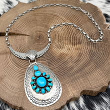 Load image into Gallery viewer, Native American Navajo Sterling & Sleeping Beauty Turquoise Pendant Necklace