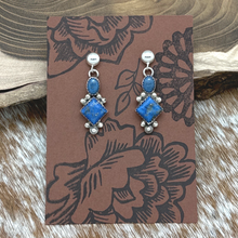 Load image into Gallery viewer, 1990s SOUTHWEST STYLE Sterling Silver & Denim Lapis Post Dangle Earrings Signed