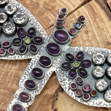 Load image into Gallery viewer, FEDERICO JIMENEZ Sterling Silver & Amethyst Encrusted Statement Dragonfly Brooch