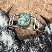 Load image into Gallery viewer, 1970s Native American NAVAJO Sterling Silver & Rustic Turquoise Cuff Bracelet