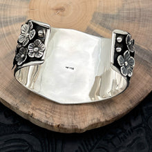 Load image into Gallery viewer, THE BOYZ SILVER Mexico Sterling Silver Cuff Bracelet Sacred Hearts & 3-D Flowers