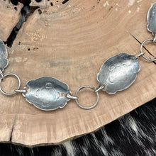 Load image into Gallery viewer, 1950s Native American NAVAJO Sterling Stamped Concho Necklace Made From Belt