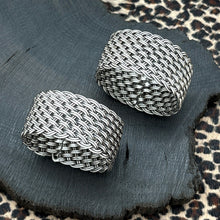 Load image into Gallery viewer, 1960s STERLING SILVER Basket Weave Design Napkin Rings Set Of 2 Marked 925