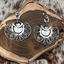 Load image into Gallery viewer, FEDERICO JIMENEZ Sterling Silver Large Wedge Dangle Post Earrings Birds Flowers