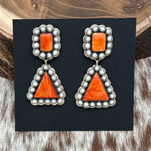 Load image into Gallery viewer, FEDERICO JIMENEZ Sterling Silver Orange Spiny Grey Pearl Cluster Dangle Earrings