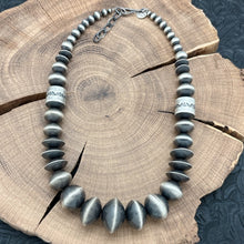 Load image into Gallery viewer, ROSE MARTIN Navajo Sterling Silver Handmade Beaded Necklace Stamped Barrels 18"