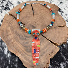 Load image into Gallery viewer, 1990s SOUTHWEST STYLE Sterling & Multi-Stone Corn Maiden Inlay Pendant Necklace
