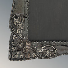 Load image into Gallery viewer, 1910s STERLING SILVER Floral Repousse Picture Frame With Wood Easel Backing
