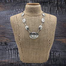 Load image into Gallery viewer, BUFFALO DANCER Taos Pueblo Coin & Sterling Silver Cross Concho Station Necklace