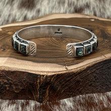 Load image into Gallery viewer, FEDERICO JIMENEZ Sterling Silver Abalone 20-Stone Cuff Bracelet Stamps 0.5" Wide