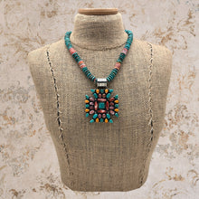 Load image into Gallery viewer, 2000s Native American NAVAJO Sterling Spiny Oyster & Turquoise Pendant Necklace