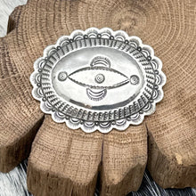 Load image into Gallery viewer, 1930s Native American NAVAJO Sterling Silver Concho Pin Decorative Stampings