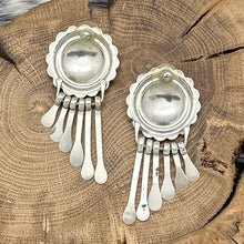 Load image into Gallery viewer, 1990s Native American NAVAJO Sterling Silver Round Concho Earrings Large Dangles