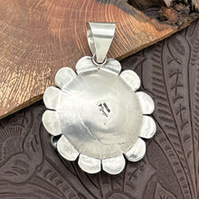 Load image into Gallery viewer, PATRICIA YAZZIE Navajo Sterling Golden Hills Turquoise Flower Pendant Bumblebee