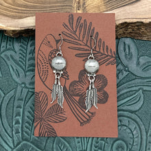 Load image into Gallery viewer, 1990s SOUTHWEST STYLE Sterling Silver Double Feather Half Dome Dangle Earrings