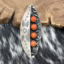 Load image into Gallery viewer, 1950s Native American NAVAJO Sterling Silver & Coral Marquise Enhancer Pendant