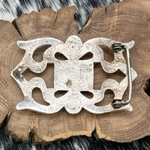 Load image into Gallery viewer, 1980s Native American NAVAJO Sandcast Silver New Lander Turquoise Belt Buckle