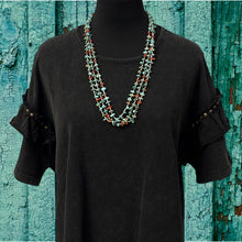 Load image into Gallery viewer, 1970s Native American SANTO DOMINGO Turquoise Coral Heishi 3-Strand Necklace