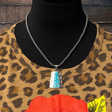 Load image into Gallery viewer, 1990s DESIREE MAYES Zuni Sterling Turquoise Cobblestone Inlay Pendant Stair Step