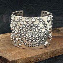 Load image into Gallery viewer, CODY WILLIE Navajo Sterling Silver Fanciful Repousse Stamped Wide Cuff Bracelet