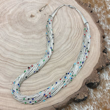 Load image into Gallery viewer, 1990s SOUTHWEST STYLE Sterling 50-Strand Liquid Silver Necklace Multicolor Beads