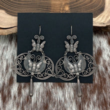 Load image into Gallery viewer, Vintage FEDERICO JIMENEZ Sterling Silver Double Butterfly Chandelier Earrings