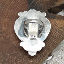 Load image into Gallery viewer, ROSELLA PAXTON Navajo Sterling Silver & Lapis Large Heart Ring Starshots Size 8