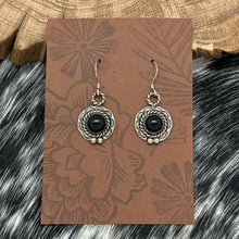 Load image into Gallery viewer, 1990s Native American NAVAJO Sterling Silver Onyx Round Dangle Earrings Stamped