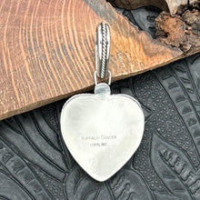 Load image into Gallery viewer, BUFFALO DANCER Taos Pueblo Sterling Silver White Buffalo Heart Pendant With Onyx