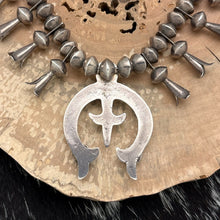 Load image into Gallery viewer, 1960s Native American NAVAJO Sterling Squash Blossom Necklace Turquoise Naja