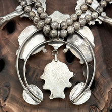 Load image into Gallery viewer, WILSON BAHE Navajo Sterling Silver & Kingman Turquoise Squash Blossom Necklace