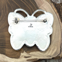 Load image into Gallery viewer, FEDERICO JIMENEZ Sterling Silver Jet Turquoise Spiny & Howlite Butterfly Pin