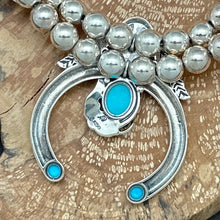 Load image into Gallery viewer, AMERICAN WEST By CAROLYN POLLACK Sterling & Turquoise Squash Blossom Necklace