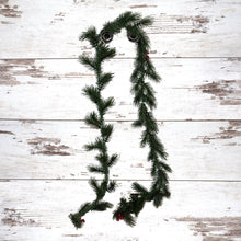 Load image into Gallery viewer, 1960s Plastic Christmas GARLAND With Pine Cones & Red Berries Made in Hong Kong