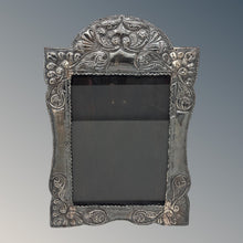 Load image into Gallery viewer, 1910s STERLING SILVER Floral Repousse Picture Frame With Wood Easel Backing