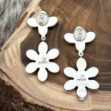 Load image into Gallery viewer, FEDERICO JIMENEZ Sterling Silver Onyx Floral & Fan Cluster Post Dangle Earrings