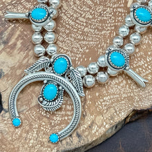 Load image into Gallery viewer, AMERICAN WEST By CAROLYN POLLACK Sterling & Turquoise Squash Blossom Necklace