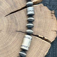 Load image into Gallery viewer, ROSE MARTIN Navajo Sterling Silver Handmade Beaded Necklace Stamped Barrels 22"