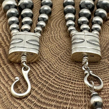 Load image into Gallery viewer, MARILYN PLATERO Sterling Silver 3-Strand Navajo Pearl Necklace 8mm 10mm 12mm
