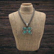 Load image into Gallery viewer, ROSELLA PAXTON Navajo Sterling & Green Brown Hubei Turquoise Butterfly Pendant