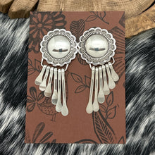 Load image into Gallery viewer, 1990s Native American NAVAJO Sterling Silver Round Concho Earrings Large Dangles