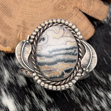 Load image into Gallery viewer, 1960s Native American NAVAJO Sterling & Crazy Lace Agate Cuff Bracelet Leaves