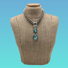 Load image into Gallery viewer, WILSON PADILLA Navajo Sterling Silver & Turquoise Pendant Necklace Saucer Beads