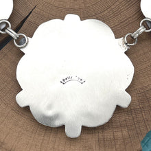 Load image into Gallery viewer, BETTY TOM Navajo Sterling Charoite Turquoise Spiny 3-Station Flower Necklace
