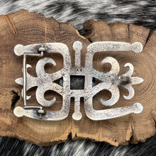 Load image into Gallery viewer, 1980s Native American NAVAJO Sandcast Silver & Turquoise Belt Buckle Openwork