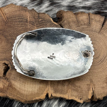 Load image into Gallery viewer, 1980s Native American NAVAJO Sterling & Turquoise Blanket Pattern Belt Buckle