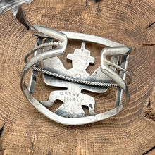 Load image into Gallery viewer, 1970s CRAZY HORSE Navajo Sterling Silver Chip Inlay Kachina Dancer Cuff Bracelet