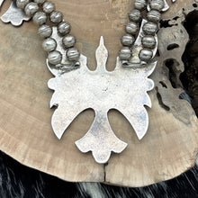 Load image into Gallery viewer, 1970s NAVAJO Sterling Silver Turquoise & Coral Chip Inlay Peyote Bird Necklace