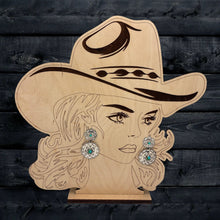 Load image into Gallery viewer, Native American NAVAJO Sterling & Sonoran Gold Turquoise Double Concho Earrings