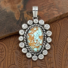 Load image into Gallery viewer, ALLISON SNOWHAWK LEE Navajo Sterling Silver & Mine Number 8 Turquoise Pendant